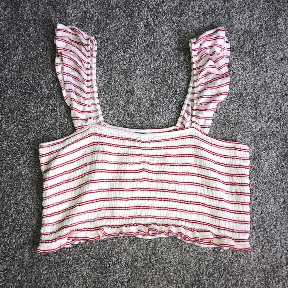 Ruffle Sleeve Crop Tank Top